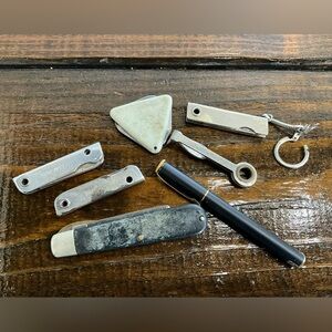Vintage Lot of 7 Assorted Utility Pocket Knives Pen Lighter USA Czech